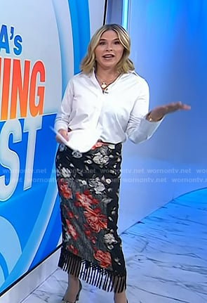 Jenna's black floral fringed skirt on Today