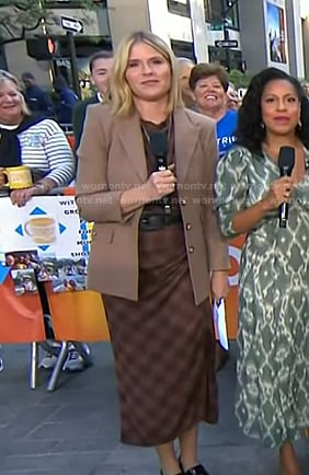 Jenna’s brown plaid dress and blazer on Today