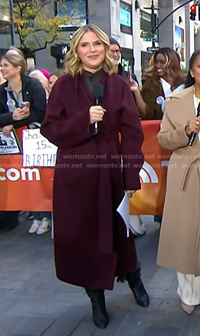 Jenna's burgundy wrap coat on Today