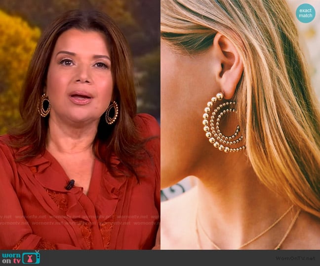 Jennifer Miller Beaded Spiral Hoop Earrings worn by Ana Navarro on The View
