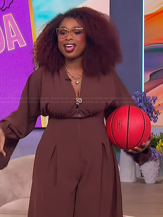 Jennifer's brown jumpsuit on The Jennifer Hudson Show
