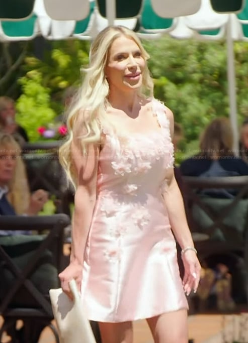 Jennifer’s pink floral applique mini dress on The Real Housewives of Orange County