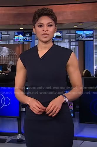 Jericka’s cross front knit dress on CBS Evening News