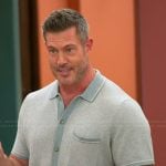 Jesse Palmer’s green knit shirt on The Golden Bachelor
