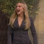 Jessica Capshaw’s black pinstripe blazer dress on Live with Kelly and Mark