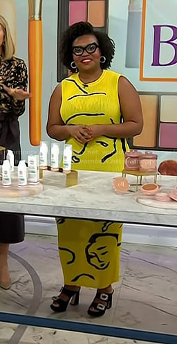 Jessica Cruel’s yellow face print dress on Today
