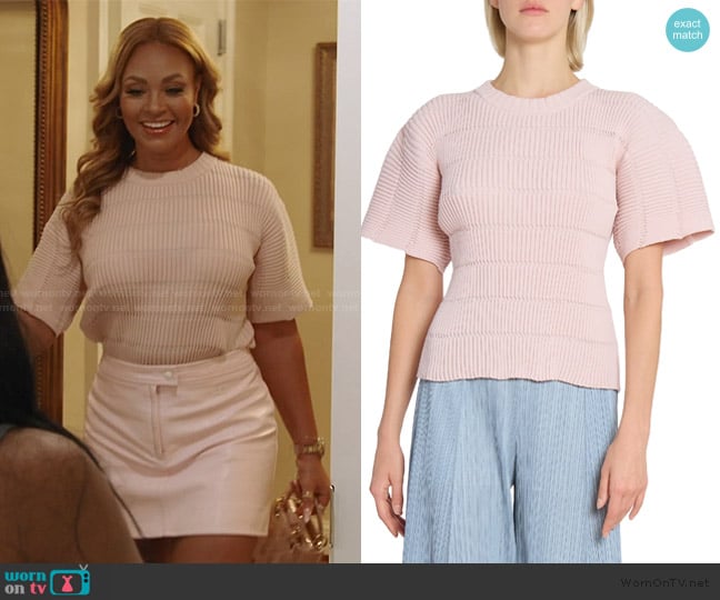 Jiggly Knit Top by Pleats Please Issey Miyake worn by Gizelle Bryant on The Real Housewives of Potomac