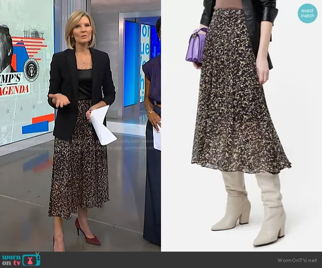 Jigsaw Brushwork Crinkle Midi Skirt worn by Kate Snow on NBC News Daily
