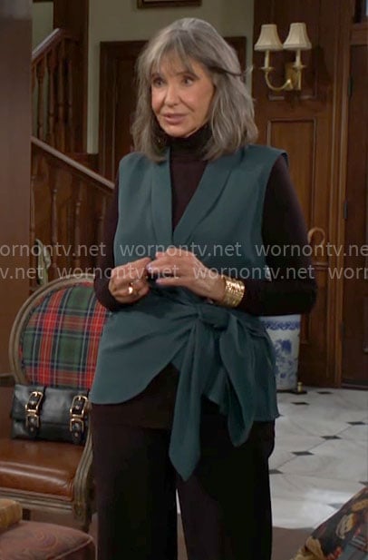 Jill’s teal green tied vest on The Young and the Restless