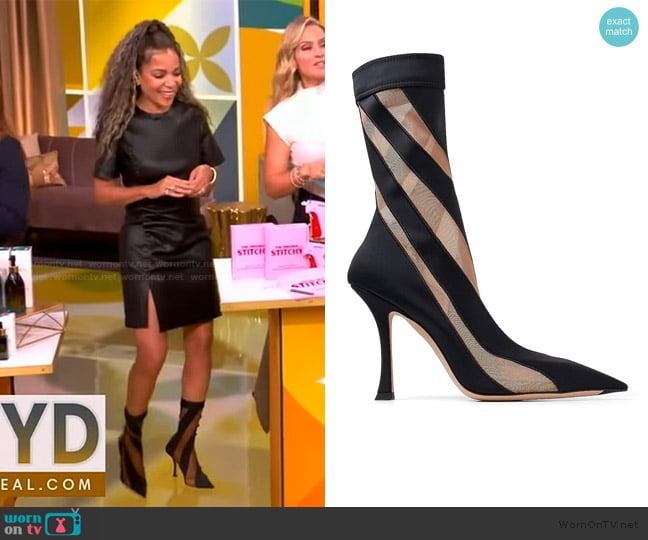 Jimmy Choo x Mugler Spiral Sock Ankle Boot worn by Sunny Hostin on The View