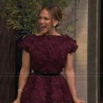 Jennifer Lopez’s burgundy floral lace dress on Live with Kelly and Mark