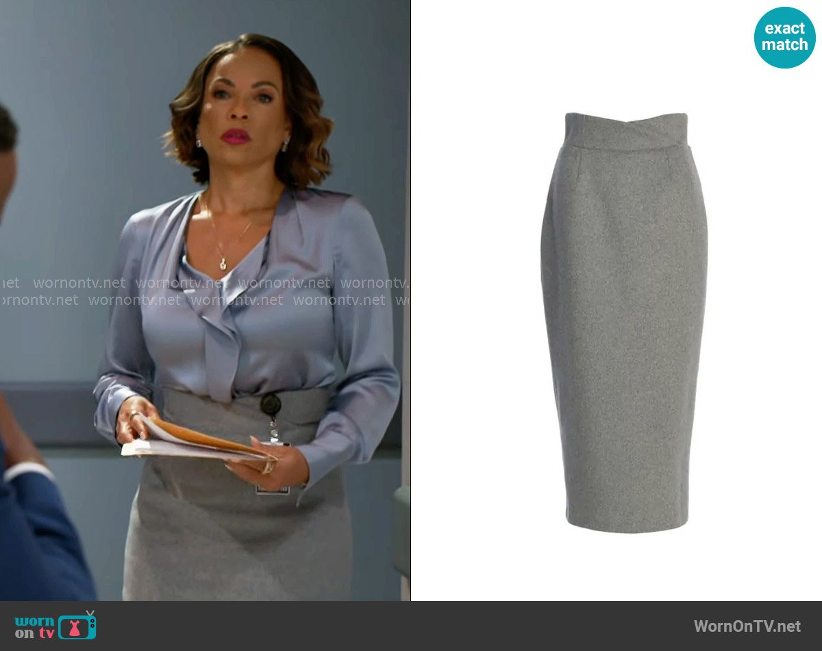 JLuxLabel Grey Nostalgia High Waist Skirt worn by Nicole Dupree Richardson (Daphnee Duplaix) on Beyond the Gates