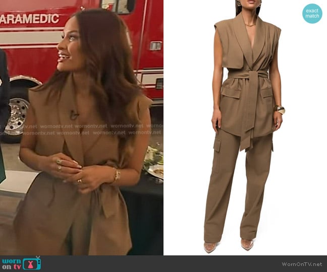 Jluxlabel Jeanie Belted Vest and Alexis Belted Cargo Pants worn by Rocsi Diaz on Good Morning America