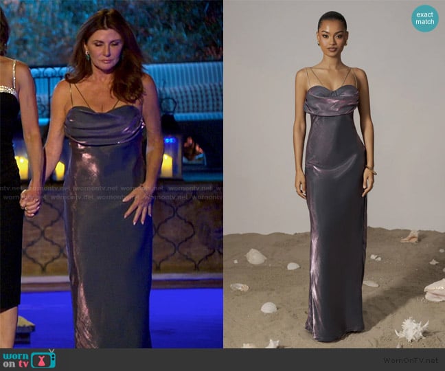 Jluxlabel Purple Iridescent Visions Of You Dress worn by Cindy Angelcyk Cullers on The Golden Bachelor