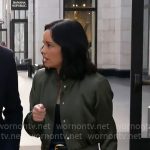 Jo Ling Kent’s green bomber jacket on CBS Mornings