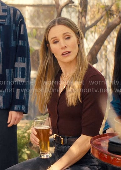 Joanne's burgundy cropped cardigan on Nobody Wants This