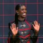 Jodie Turner-Smith’s black military jacket and shrots on Tamron Hall Show