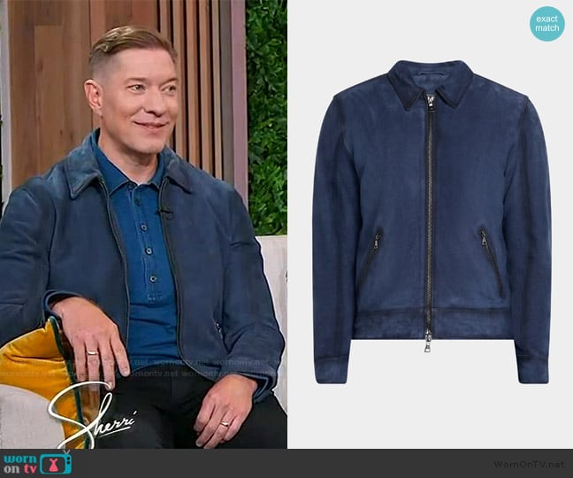 John Varvatos Benjamin Zip Suede Jacket worn by Joseph Sikora on Sherri