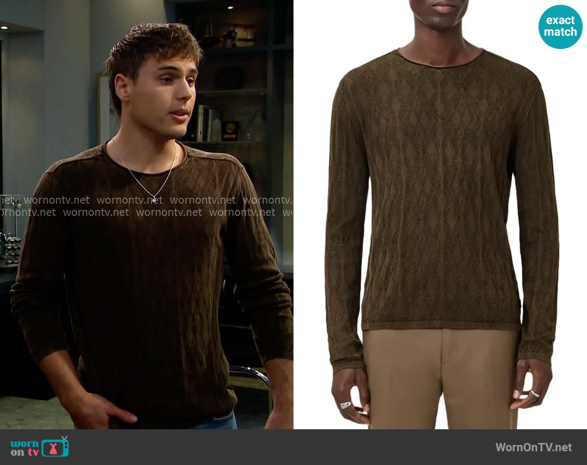 Will’s olive textured sweater on The Bold and the Beautiful