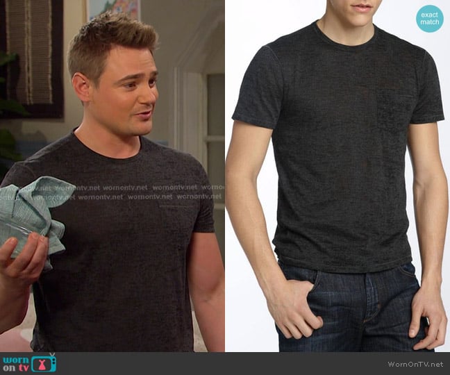 John Varvatos Burnout Slim Fit T-shirt in Charcoal Heather worn by Johnny DiMera (Carson Boatman) on Days of our Lives