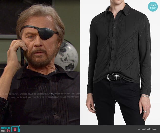 Steve’s black pintuck detail shirt on Days of our Lives