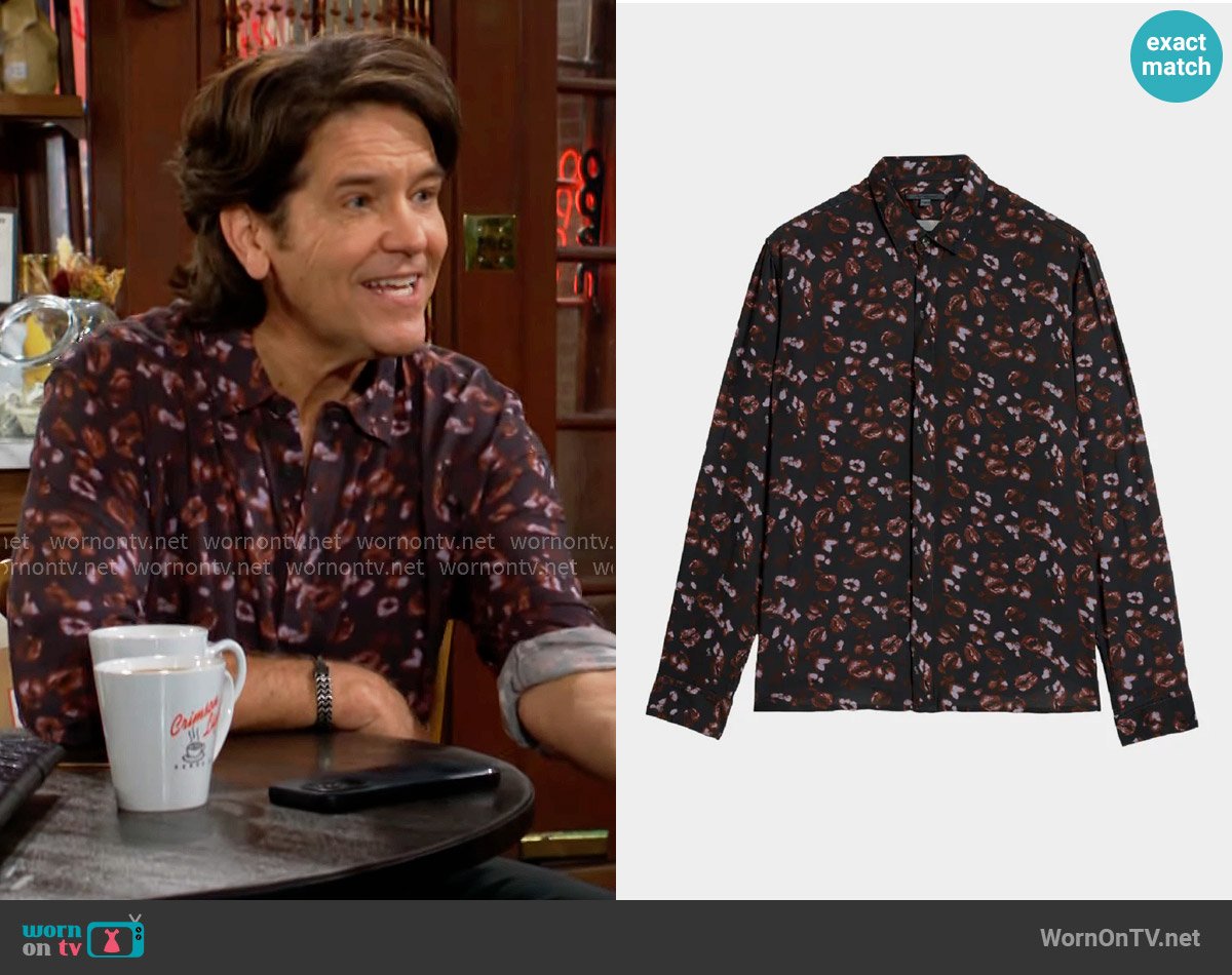 John Varvatos Rodney Shirt in Carbon worn by Danny Romalotti (Michael Damian) on The Young and the Restless