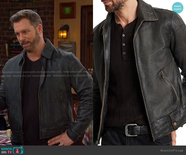 John Varvatos Sorcha Leather Jacket worn by Brady Black (Eric Martsolf) on Days of our Lives
