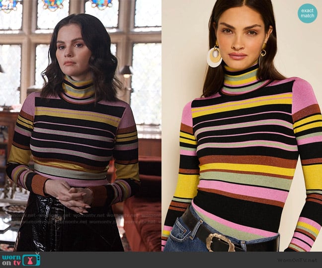 Joos Tricot x Rixo Turtleneck Striped Top worn by Mabel Mora (Selena Gomez) on Only Murders in the Building