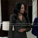 Jordan's olive belted jumpsuit on General Hospital