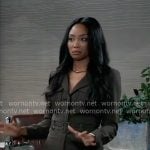 Jordan’s olive belted jumpsuit on General Hospital