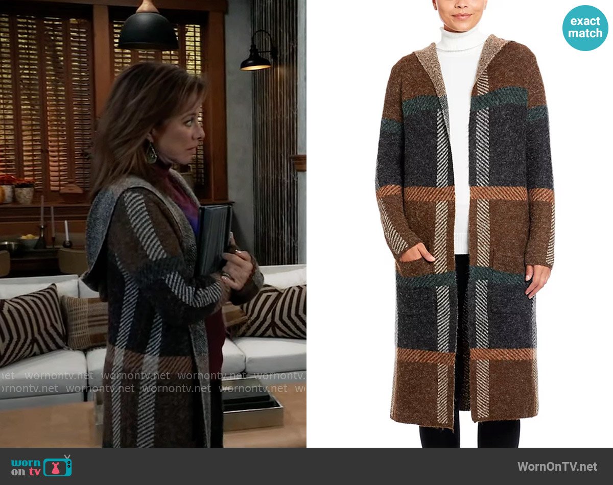 Joseph A Plaid Coatigan Sweater worn by Alexis Davis (Nancy Lee Grahn) on General Hospital