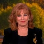 Joy’s black floral embellished blazer on The View