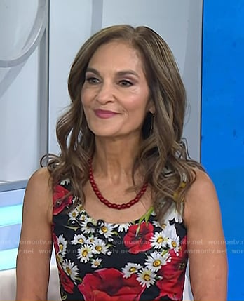 Joy's black floral sleeveless dress on Today