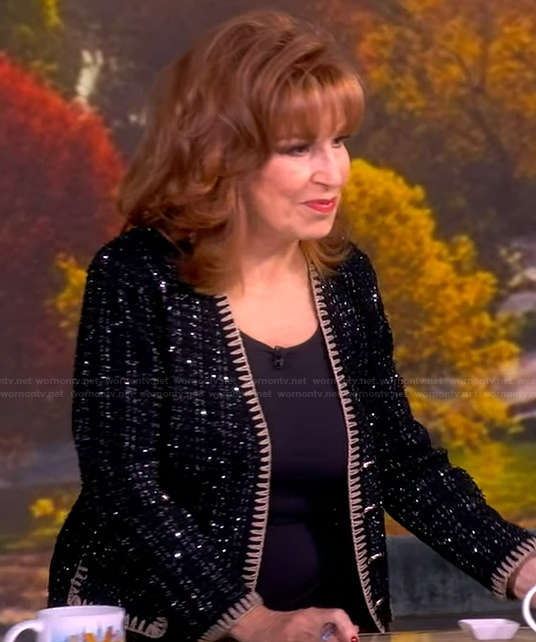 Joy’s black metallic tweed jacket on The View