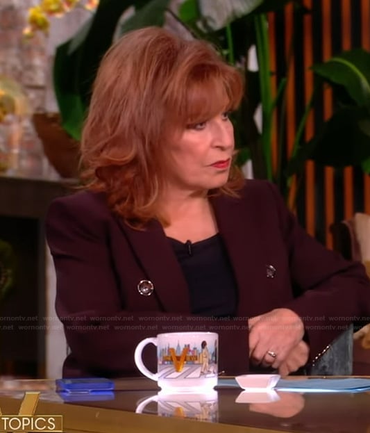 Joy’s burgundy blazer and pants on The View