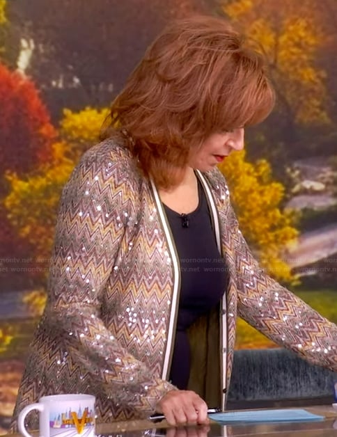 Joy’s chevron metallic cardigan on The View