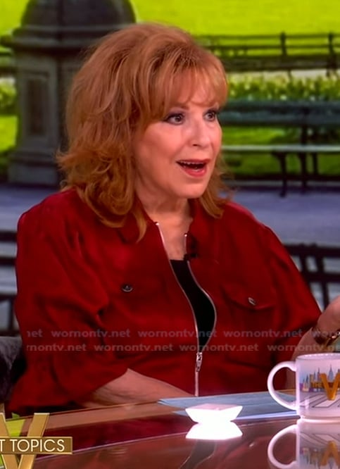 Joy's red satin utility top on The View