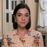 Julie's beige floral polka dot blouse on NBC News Daily