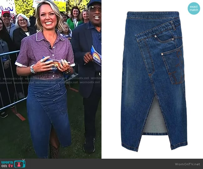 JW Anderson Wrap-design Denim Skirt worn by Dylan Dreyer on Today
