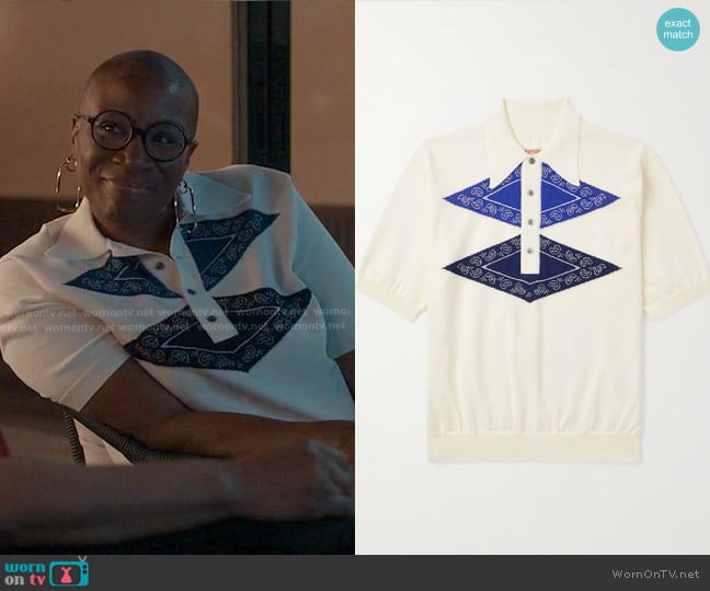 Kapital Jacquard-Knit Polo Shirt worn by Henrietta Wilson (Aisha Hinds) on 9-1-1