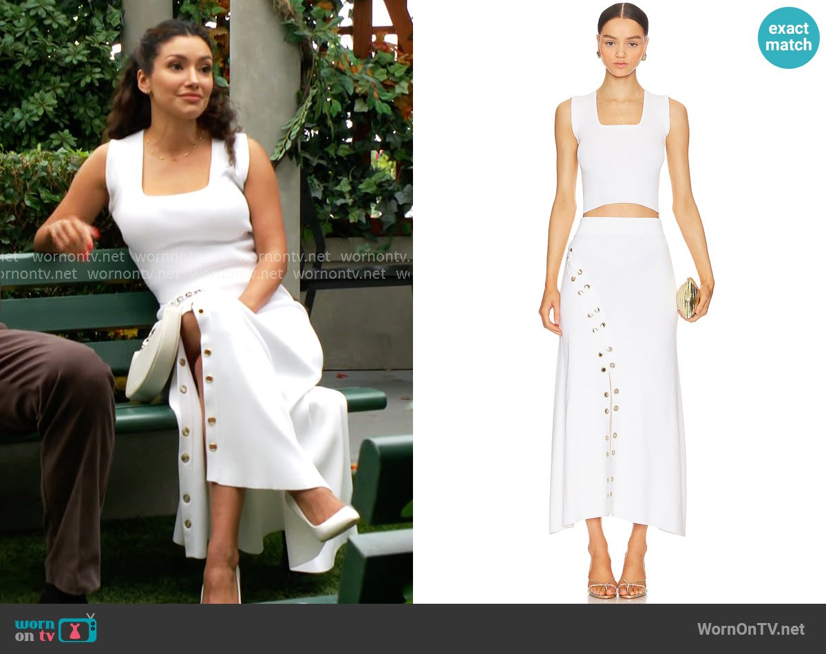Karina Grimaldi Clementine Set worn by Audra Charles (Zuleyka Silver) on The Young and the Restless