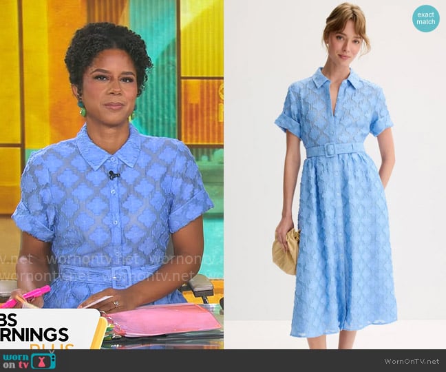 Kate Spade Flower Belted Shirtdress worn by Adriana Diaz on CBS Mornings