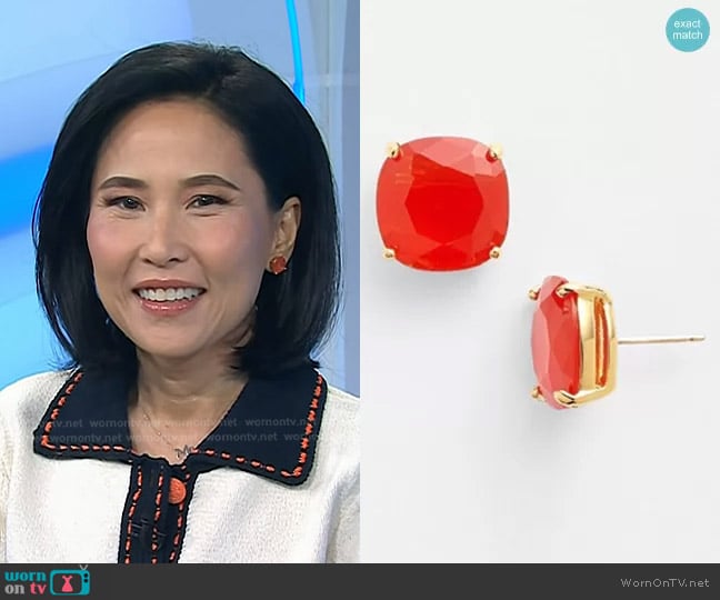 Kate Spade Square Semiprecious Stone Stud Earrings worn by Vicky Nguyen on Today