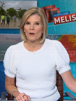 Kate’s whtie puff sleeve sweater on NBC News Daily