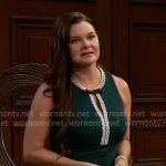 Katie’s green embellished trim dress on The Bold and the Beautiful
