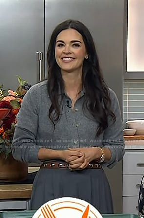 Katie Lee Biegel’s grey wool shirt cardigan and belt on Today