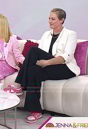 Katie Schumacher-Cawley’s white and pink sneakers on Today