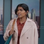 Kavita’s orange ribbed polo and pink jacket on Greys Anatomy