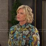 Kayla’s black floral print dress on Days of our Lives