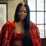 Keiarna’s red sequin bomber jacket on The Real Housewives of Potomac
